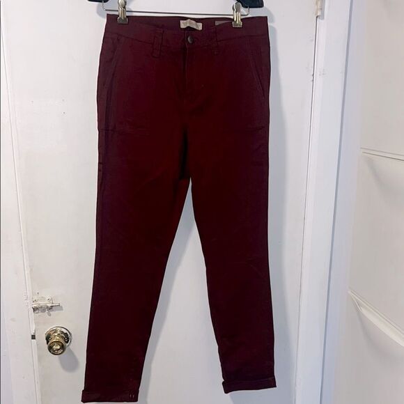 NINE WEST VINTAGE AMERICA Maroon Emma Aviator Pants-10 - Picture 1 of 8